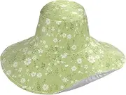 [Yoogain] Cartoon Wildflower Fluorescent Green Foldable Sun Hats for Women Beach for Vacation Decorative Sun hat Wide Brim for Women uv Protection Beach Accessories Sombrero de Playa para Mujer, Cartoon