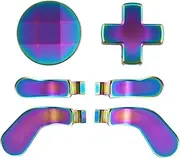 eXtremeRate 6 in 1 Metallic Rainbow Aura Blue & Purple Magnetic Stainless Steel D-Pads Replacement Back Paddles for Xbox Elite, Direction Keys Back Buttons for Xbox Elite & Elite Series 2 Controller
