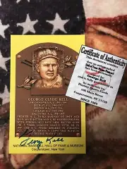 George Kell Signed Postcard- Baseball Hall of Fame Induction Plaque- Auto