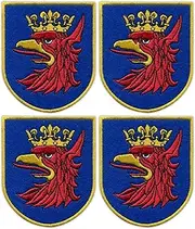 [Patchion] Set of Four - Coat of arms of City Szczecin - Black VeIcro/Hook and Loop Backing - Embroidered Patch/Badge/Emblem