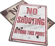 Abaodam 2Pcs Eye Catching Outdoor Warning Sign Retro Caution Sign for Private Public Use Weather Resistant Durable Safe Corners for Gates Yards