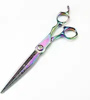 Hair Cutting Scissors, Professional 7 inch Rainbow Damascus Cut Scissor Upscale Cutting Barber Haircut thinning Shears Hairdresser Scissors