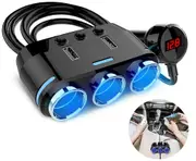 12V SUV Car Cigarette Lighter Socket Adapter 3 Way Double USB Charger Splitter