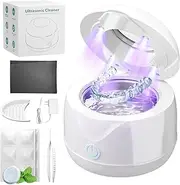 [Nunemosk] UV Ultrasonic Retainer Cleaner Machine, 45KHz Dental Cleaning Pod, Night Guard Cleaner for Dentures, Mouth Guards, Jewelry, with Retainer Cleaning Tablets, 2 Modes for All Dental Appliances