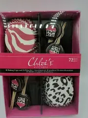 Baking Cups Kit Cupcakes Picks Black Cheetah Print Pink Zebra Print 72 Pcs