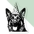 'German Shepherd with Party Hat ' Clear Decal Stickers (DC043685)