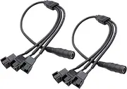 tunghey 2Pack 5.5x2.1mm DC Plug to 3 x 3 Pin or 4 Pin Computer PC Case Fan Power Splitter Adapter Cable 37CM