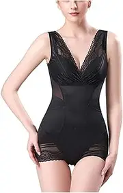 [XMSM] Sexy Body Shaper For Women Postpartum Abdomen Breathable Lace Bodysuit Open Bust Slimming Shapewear Seamless