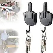 2 Middle Finger Key Hanger Funny Idea Middle Finger Adhesive Key Hook Wall Personalized Key Holder for Doorway Wall,