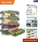 5 Pack 35oz Glass Food Storage Containers with Lids, Meal Prep Containers, Ai...