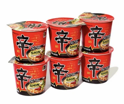 NongShim Spicy Noodles 1 Box of 6 Cups 15.84oz - US Seller