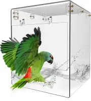 Pacify Bird Bathtub Hanging Bird Bath for Cage Transparent Big Bird Bath Show...