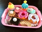 TIKES ● BAKERY 9 PIECE SET ● FUN SWEETS PLAY FOOD ● CAKE COOKIES DONUT TRAY●●NEW