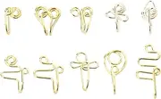 [WRITWAA] Nose Jewelries Set 10pcs Clip on Nose Rings Non-Piercing in Various Shapes