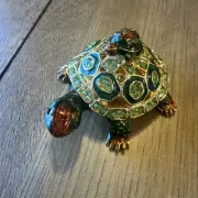 Turtle Jewelry Box Trinket Case Crystal Animal Decor Gift Rhinestones