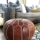 Boho Un-Stuffed Handmade Round Vintage Pouf Moroccan Leather Ottoman For Decore
