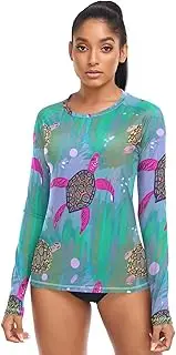 [RPLIFE] Whimsical Sea Turtles Blue Womens SPF 50 Shirts Long Sleeve Lightweight, UPF Summer Clothing Women