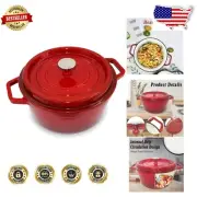 5-Quart Enameled Cast Iron Dutch Oven – Classic Red Cookware for Versatile Meals