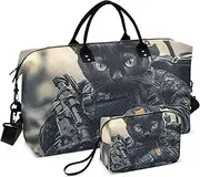 [ZRYSMY] Duffel Bag for Traveling, Catcool Warrior Travel Bag Gym Bag, with Multiple Interior Pockets Shoulder Weekender Bag for Women Men with Toiletry Bag 20.5L x 1.9W x 13.8H, Multi-Colored, one size