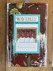 Waverly One Felicite Scallop Valance Crimson Red Burgundy Floral Jacobean 50x16