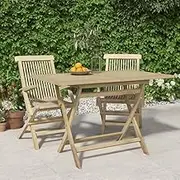 VRAXO Folding Garden Table Grey 120x70x75 cm Solid Wood Teak -16.4KG,362763