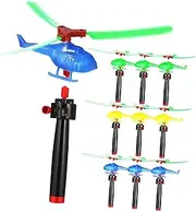 ERINGOGO 9pcs Pull String Rotating Helicopter Outdoor Launchers for Group Play Easy to Control Design for Parties and Family Fun