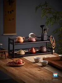 在飛比找蝦皮購物優惠-【萬家樂】  茶桌茶杯瀝水架壺架茶架桌面博古架茶具配件收納中