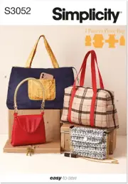 SS3052OS Tailored Bags Sewing Pattern Packet, Design Code S3052, One Size, Multi