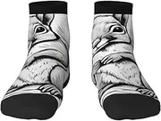 [JEJEA] cartoon squirrel print Men's Athletic Cushioned Crew Socks Crew Training Athletic Socks Men and Women for Sports