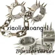 Stainless Steel Hand Ankle Cuffs With Spiked Binding Metal Handcuffs Fetishs
