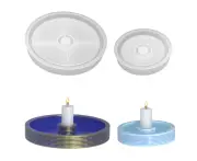 DIY Epoxy Candlestick Mold for Durable Striped Round Resin Disc Decoration