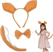 [BELLIFFY] 1 Set Set Kangaroo Headband Set Ears Hairband Party Supply Animal Tail Animal Headband Costume Performance Costume Kangaroo Performance Prop Cosplay Bow Tie Party Cosplay Costume