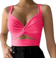 [Generic] Lace Camisoles for Women plus Women's Casual Sports Low Cut Elastic Tight Sexy Back Lace Up Top Suspender Vest Lacy Camisole