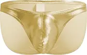 [Gsywaipei] Men's Elastic Pouch U Thong Male Low Rise Sexy Latex Thongs Jockstrap Leather Convex G-Strings