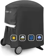 7113 Grill Cover for Weber Q100/Q200 Series with Portable Trolley, 81 x 43 x 89 cm Grill Cover Replacement Heavy Duty and Waterproof, PU Cover for Weber Q2200, 2400, 1200, 1400