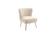 HomeStar Adele Velvet Fabric Lounge Accent Armchair W/ Gold Legs - Cream Beige