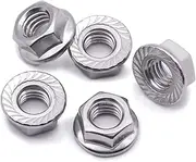5/16-18 Serrated Flange Hex Lock Nuts, Bright Finish，304 Stainless Steel 18-8, Pack of 20