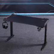 140cm RGB Gaming Desk Home Office Carbon Fiber Led Lights Game Racer Computer PC Table L-Shaped Black