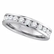 14k White Gold Womens Round Channel-set Diamond 4.5mm Wedding Band 1 Cttw