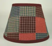 Country Primitive Burgundy Patchwork Quilt Homespun Fabric Lampshade Lamp Shade