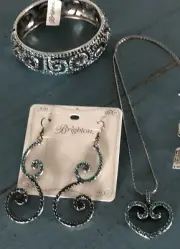 Brighton Sea Of Love French Wire Earrings Hinged Bangle Petite Necklace Set NWT
