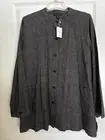 Eileen Fisher NWT Size XL Hemp Organic Cotton Check Mandarin Collar Short Jacket