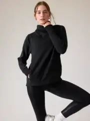 Athleta Cozy Karma Twist Neck Sweatshirt | Black Large #882476 NEW