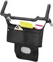 Munchkin Pram Organiser, Pram Organiser with 2 Drink Holders, Wipe Case and Large Bag, Universal Fit for Prams, Prams or Prams, Black