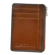 RFID Front Pocket Wallet Mini Minimalist Wallet Slim Wallet Antiqued Brown