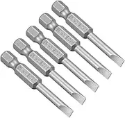 uxcell 5 Pcs 4mm Slotted Tip Magnetic Flat Head Screwdriver Bits, 1/4 Inch Hex Shank 2-inch Length S2 Power Tool