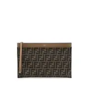 [Fendi] Fendi Monogram-pattern Clutch Bag ONE SIZE BROWN/NEUTRALS