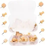 Veemoon 2 Box Natural Wood Push Pin Thumb Tacks of Multi Function Decorative Pins for Bulletin Board Cork Board and Art Projects Chic Rustic Style for Home and Office Use
