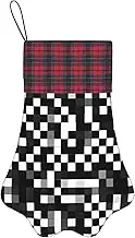 YANYU Black White Formula Checkered Pattern Print 17in Christmas Pet Paw Stockings Xmas Stockings for Dogs Cats Christmas Pet Gifts