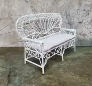 Dollhouse Patio Settee Sofa White Metal 1:12 Scale Miniature Fairy Garden